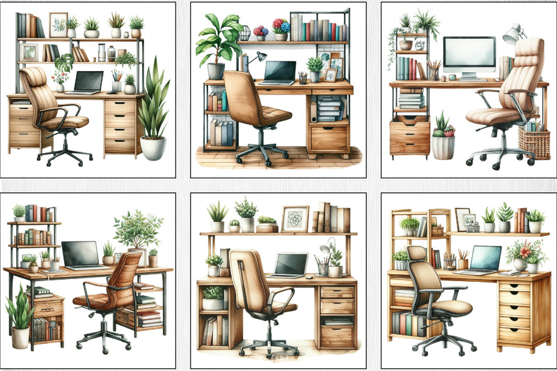 Desk Computer Clipart Bundle - CraftNest - Digital Crafting and Art