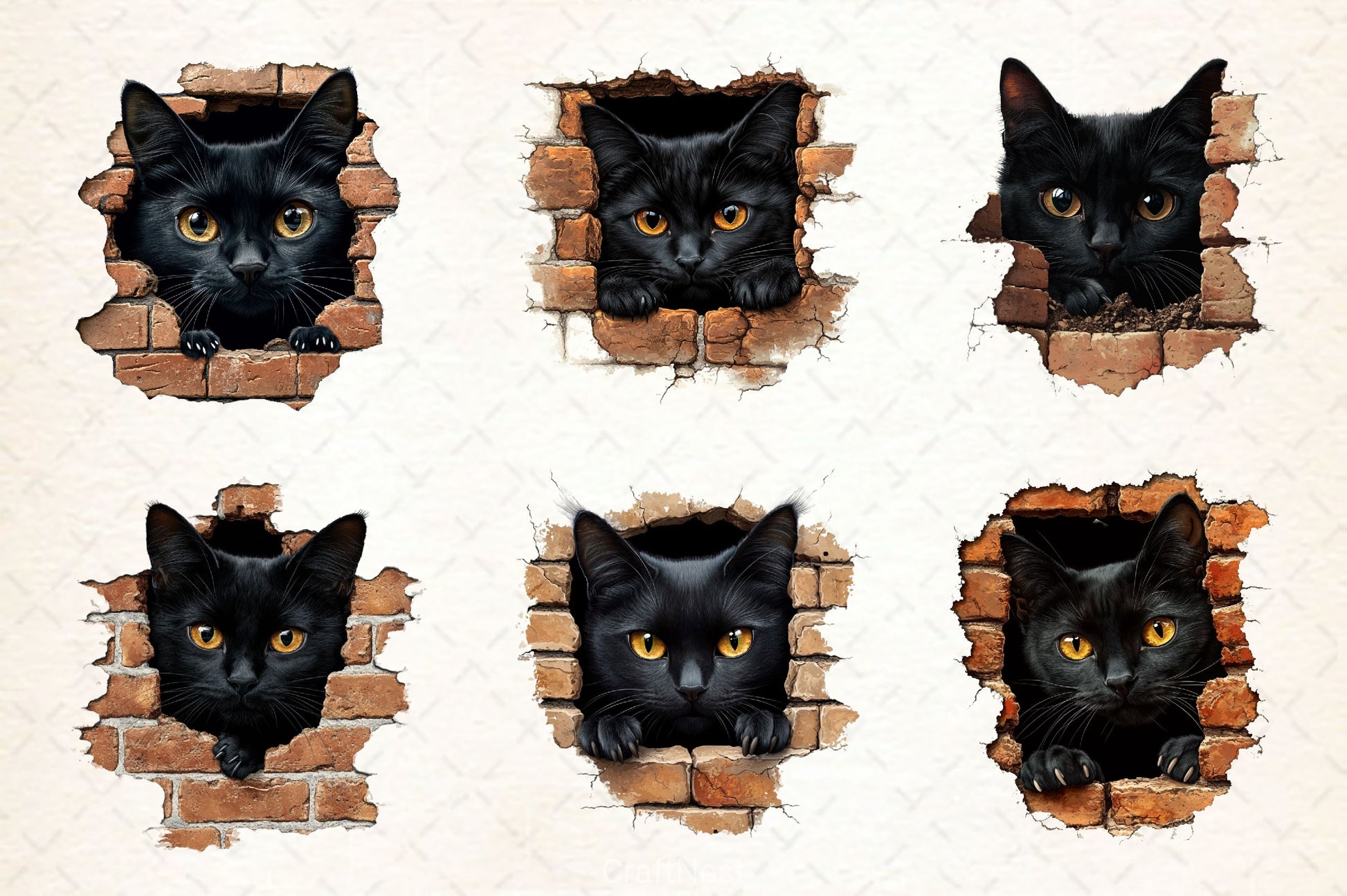 Peeking Black Cat Clipart Bundle 3 - CraftNest - Digital Crafting and Art