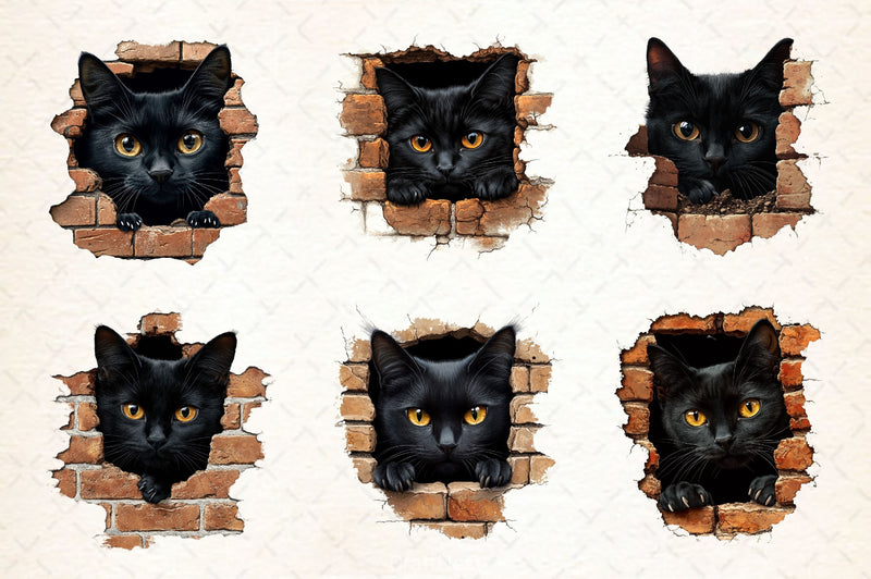 Peeking Black Cat Clipart Bundle 3 - CraftNest - Digital Crafting and Art