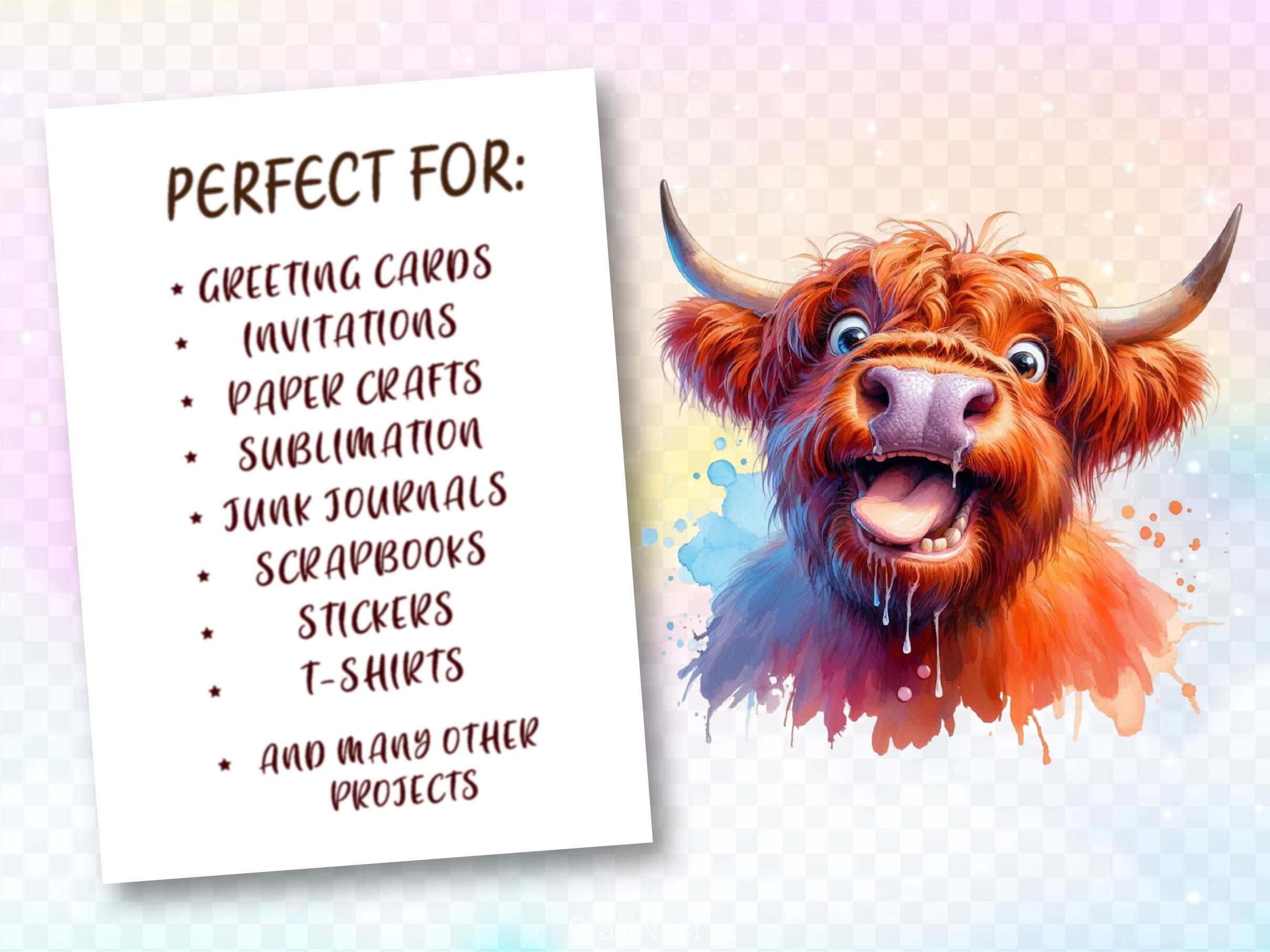 Funny Christmas Highland Cow Clipart Bundle - CraftNest - Digital Crafting and Art