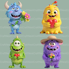 3D Monster Love Clipart Bundle - CraftNest - Digital Crafting and Art