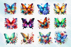 Colorful Butterfly Clipart Bundle 2 - CraftNest - Digital Crafting and Art