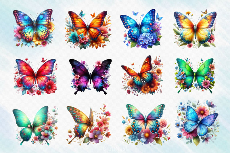 Colorful Butterfly Clipart Bundle 2 - CraftNest - Digital Crafting and Art