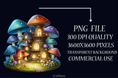 Fantasy Mushroom House Clipart Bundle - CraftNest - Digital Crafting and Art