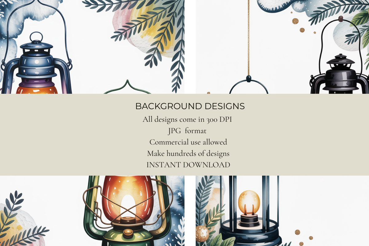 Christmas Lanterns Junk Journal Papers