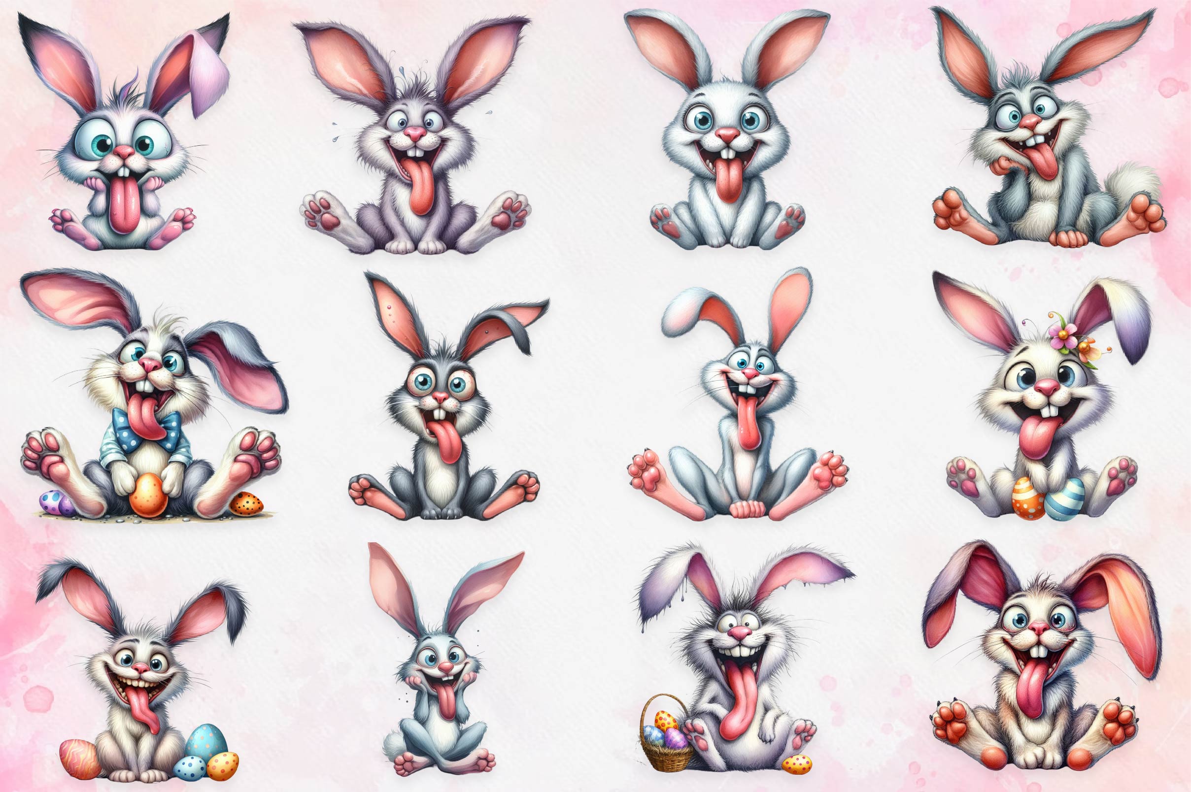 Funny Crazy Easter Bunny Clipart Bundle - CraftNest - Digital Crafting and Art