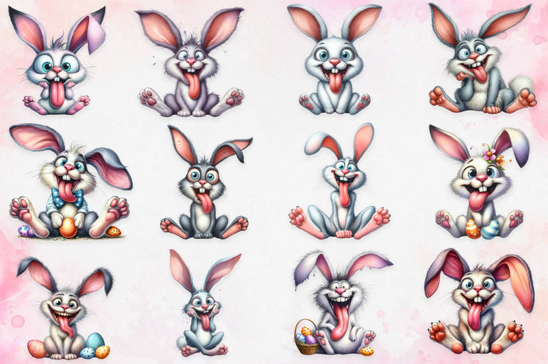 Funny Crazy Easter Bunny Clipart Bundle - CraftNest - Digital Crafting and Art