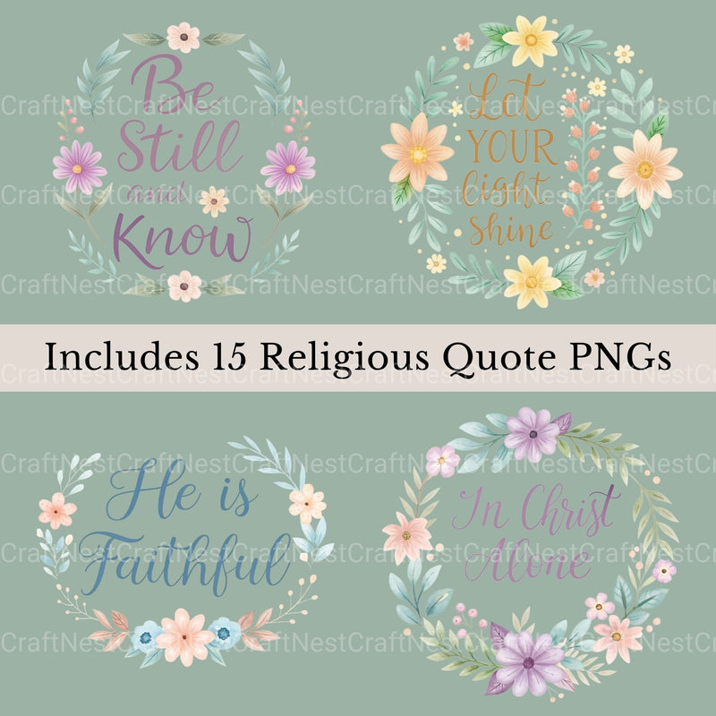 Faith & Flowers Clipart Bundle - CraftNest - Digital Crafting and Art