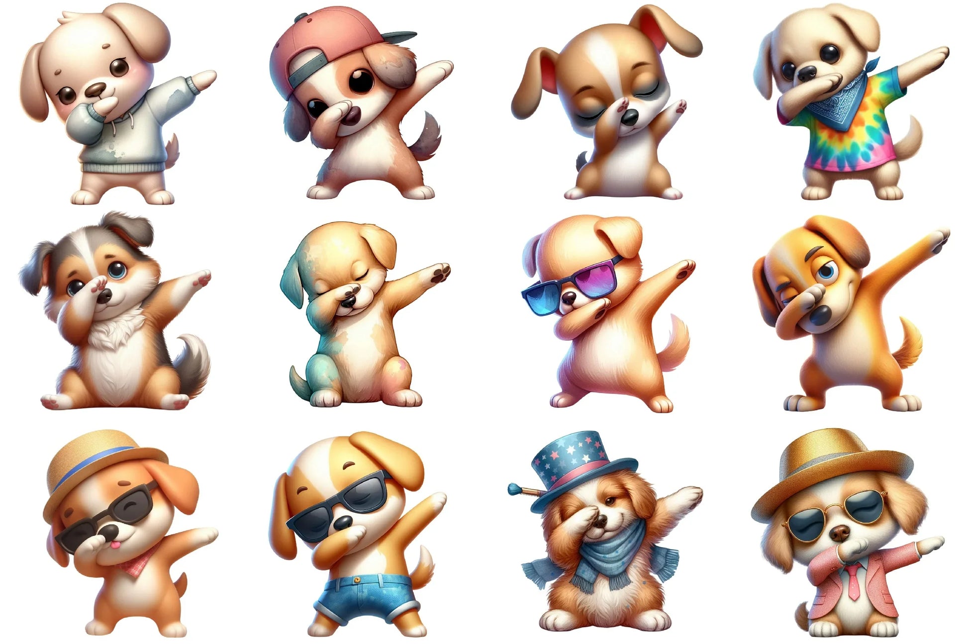 Cute Dabbing Dog Clipart Bundle - CraftNest - Digital Crafting and Art