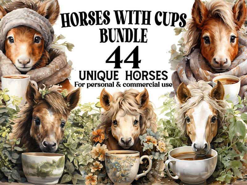 Horses With Cups Clipart - CraftNest