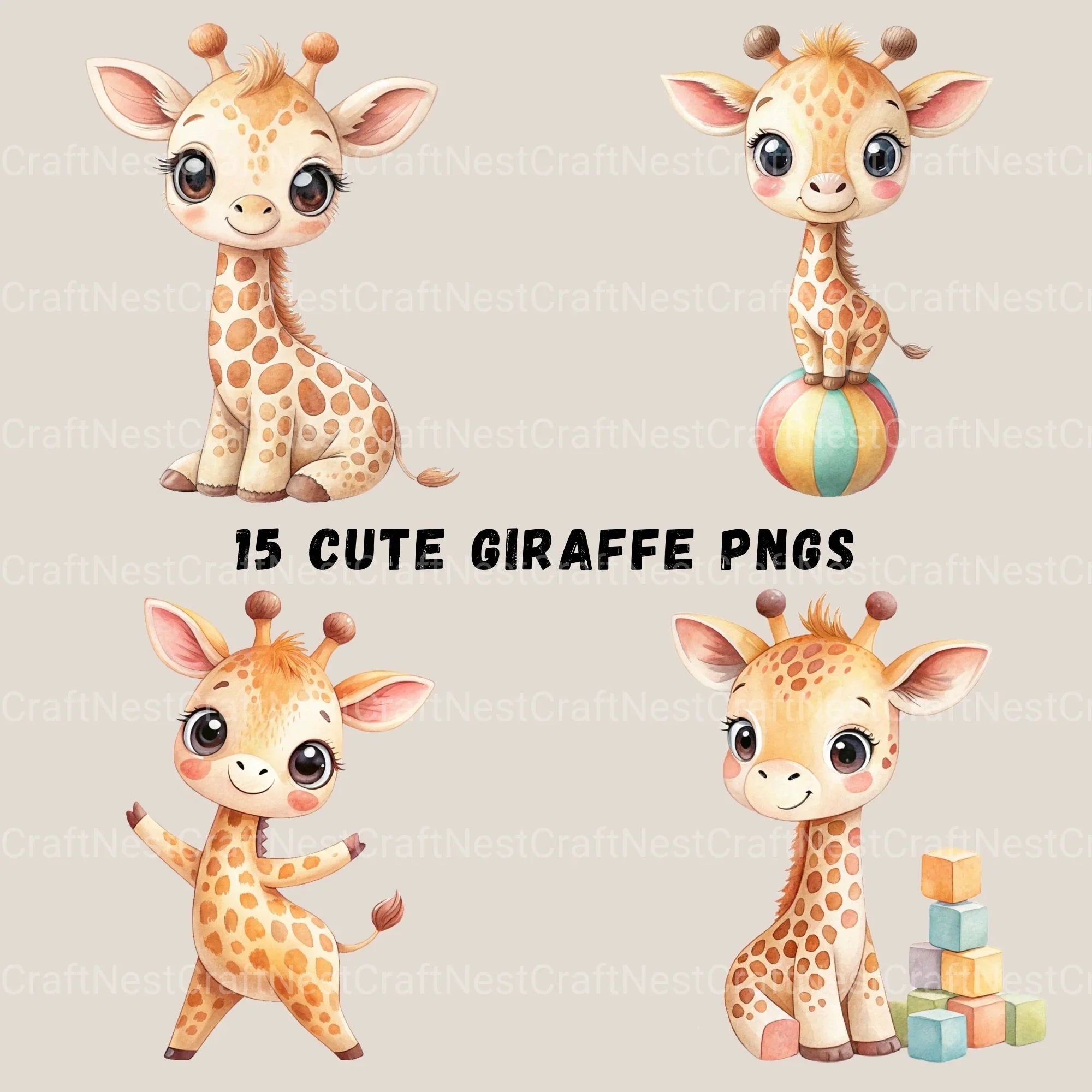 Cute Giraffes Clipart Bundle - CraftNest - Digital Crafting and Art