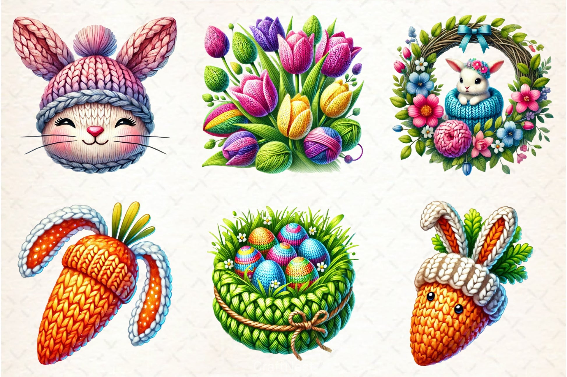 Knitted Easter Clipart Bundle - CraftNest - Digital Crafting and Art