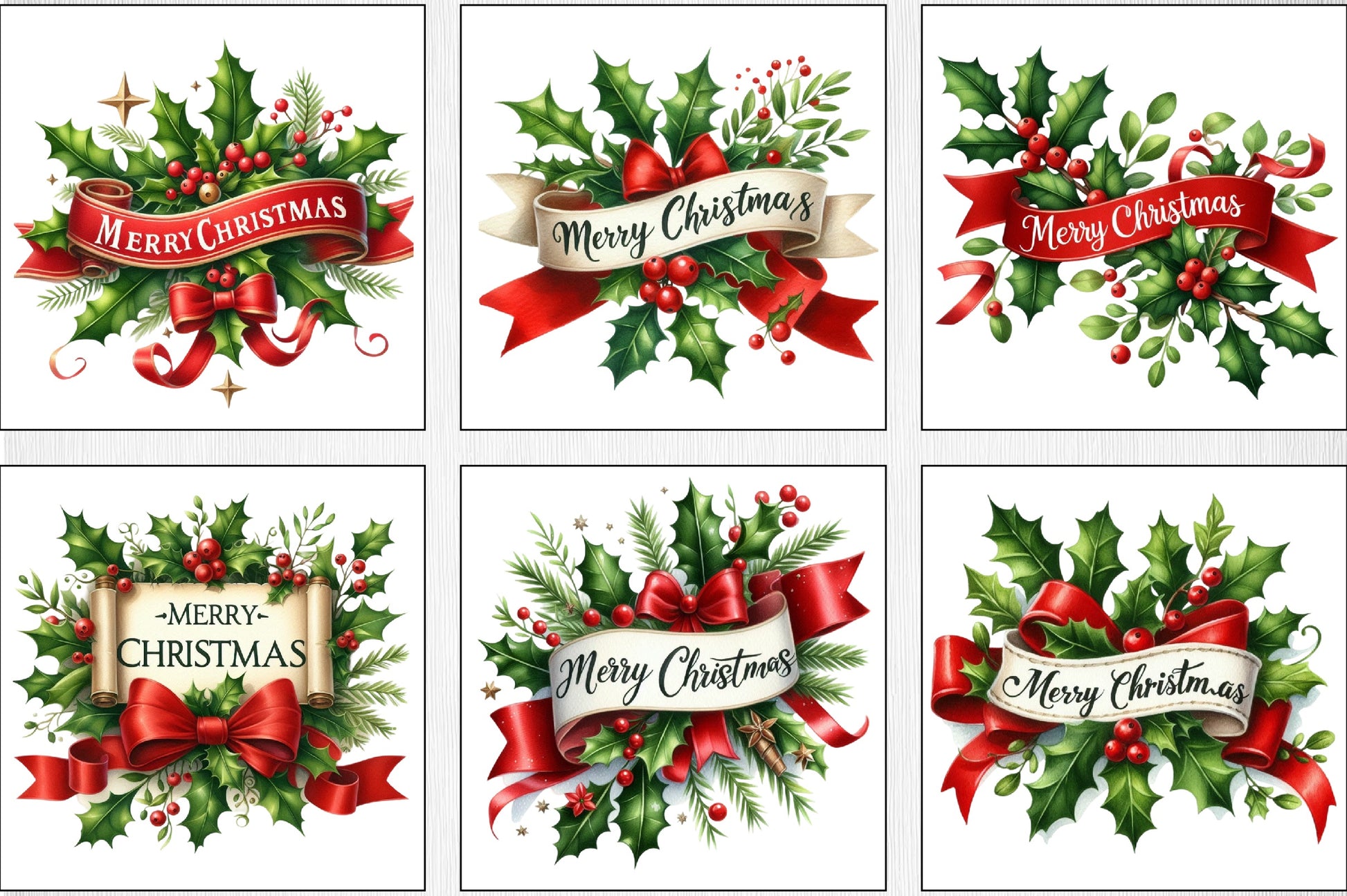 Merry Christmas Ribbons Clipart Bundle - CraftNest - Digital Crafting and Art