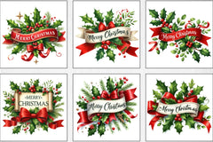 Merry Christmas Ribbons Clipart Bundle - CraftNest - Digital Crafting and Art