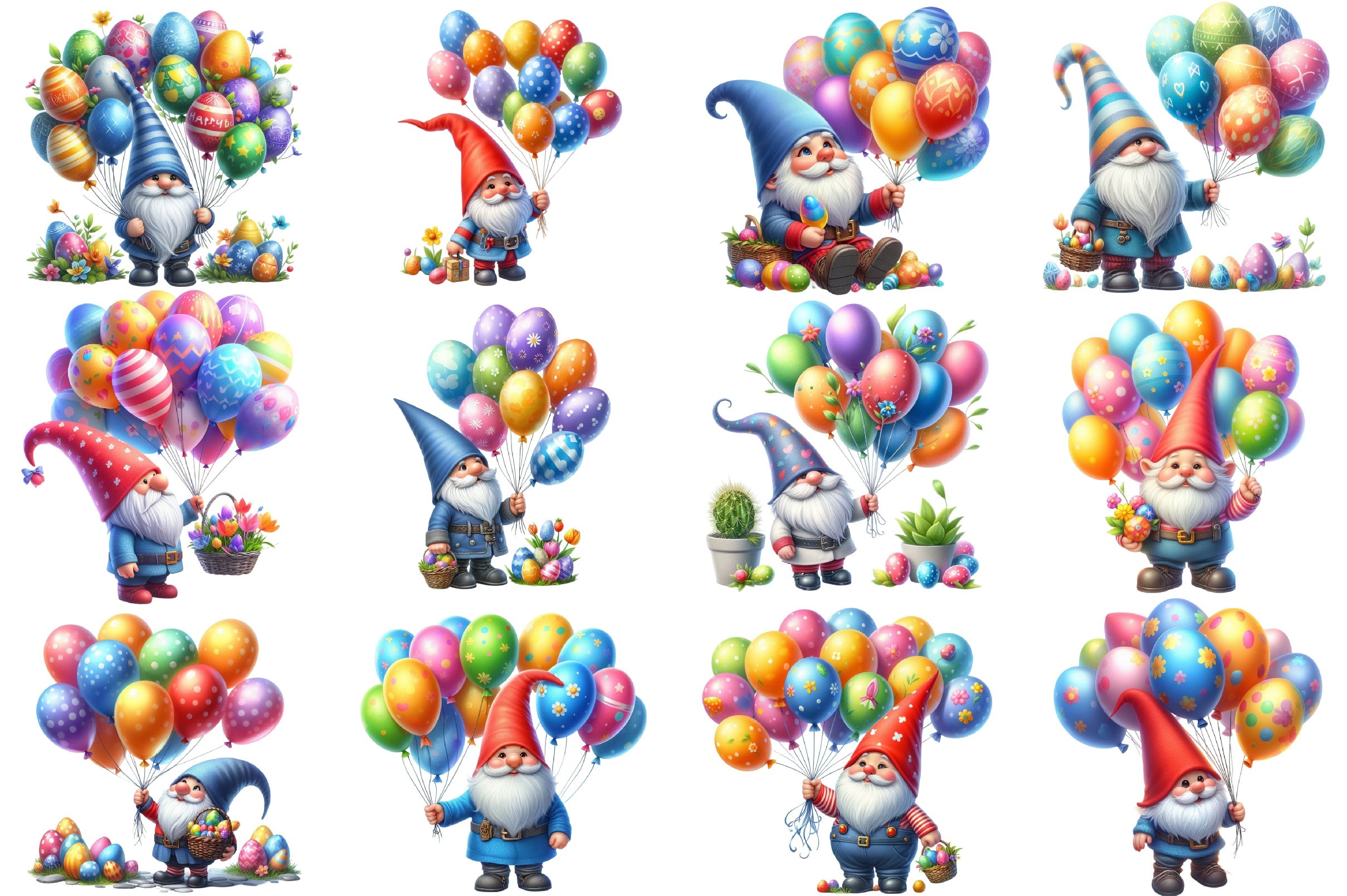 Gnome Balloons Clipart Bundle - CraftNest - Digital Crafting and Art