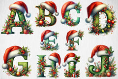 Christmas Santa Hat Alphabet Clipart Bundle - CraftNest - Digital Crafting and Art