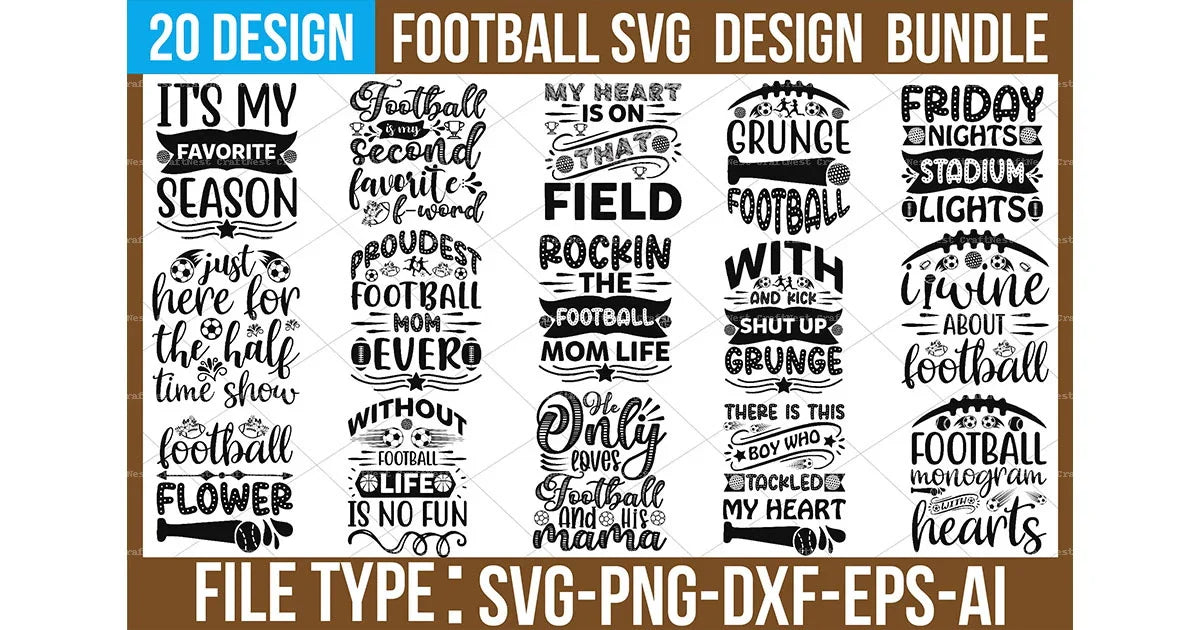 Football Design SVG Bundle 1 - CraftNest - Digital Crafting and Art