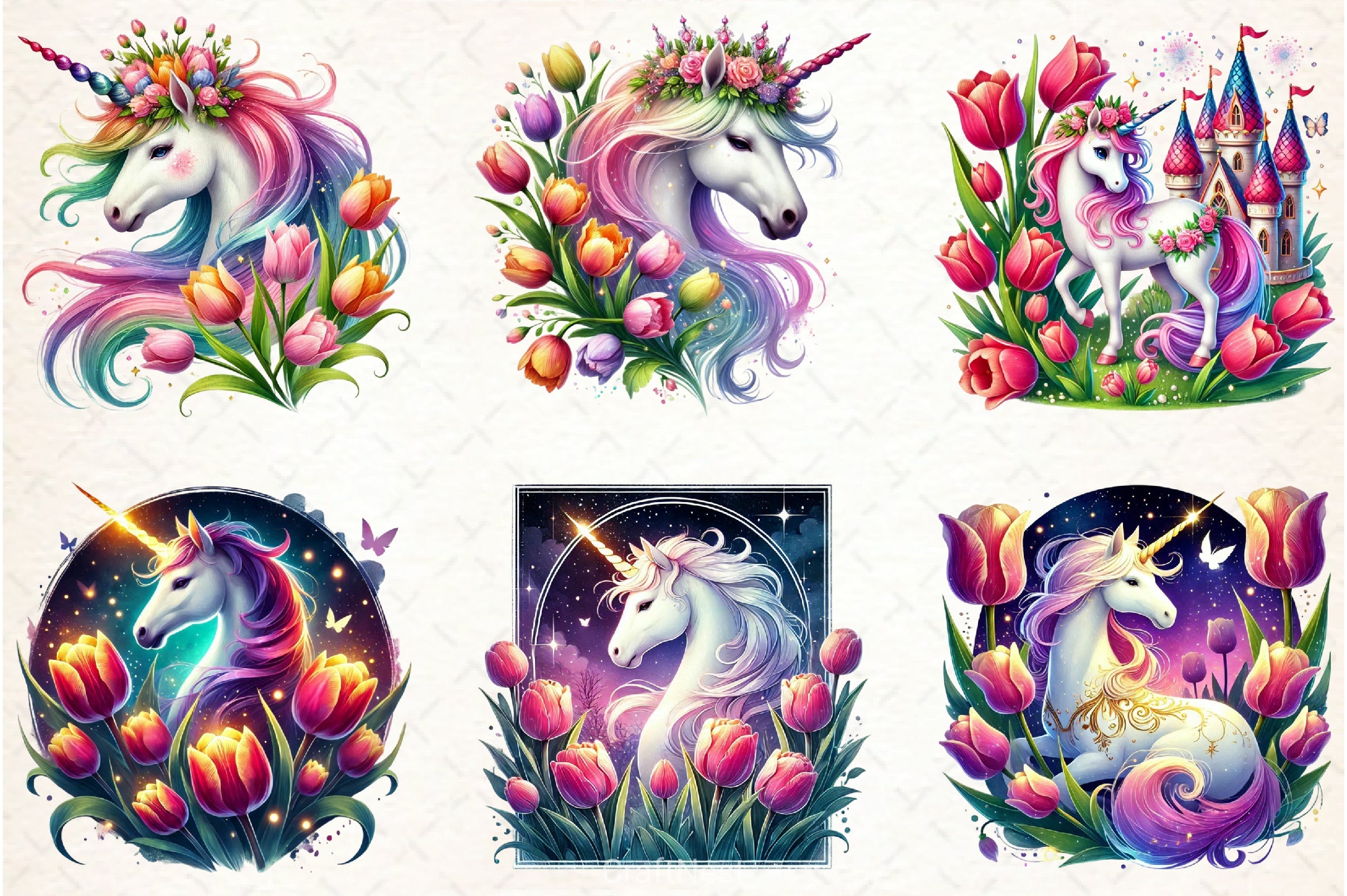 Unicorn Tulip Clipart Bundle - CraftNest - Digital Crafting and Art