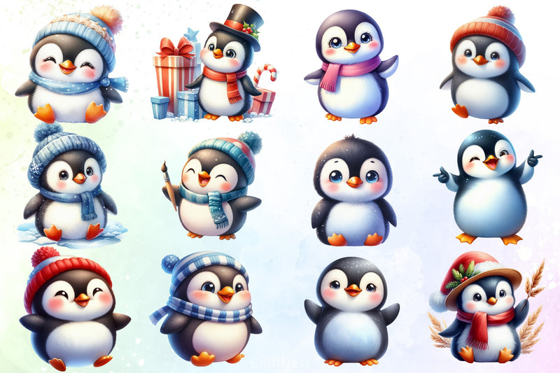 Cute Penguin Clipart Bundle 8 - CraftNest - Digital Crafting and Art