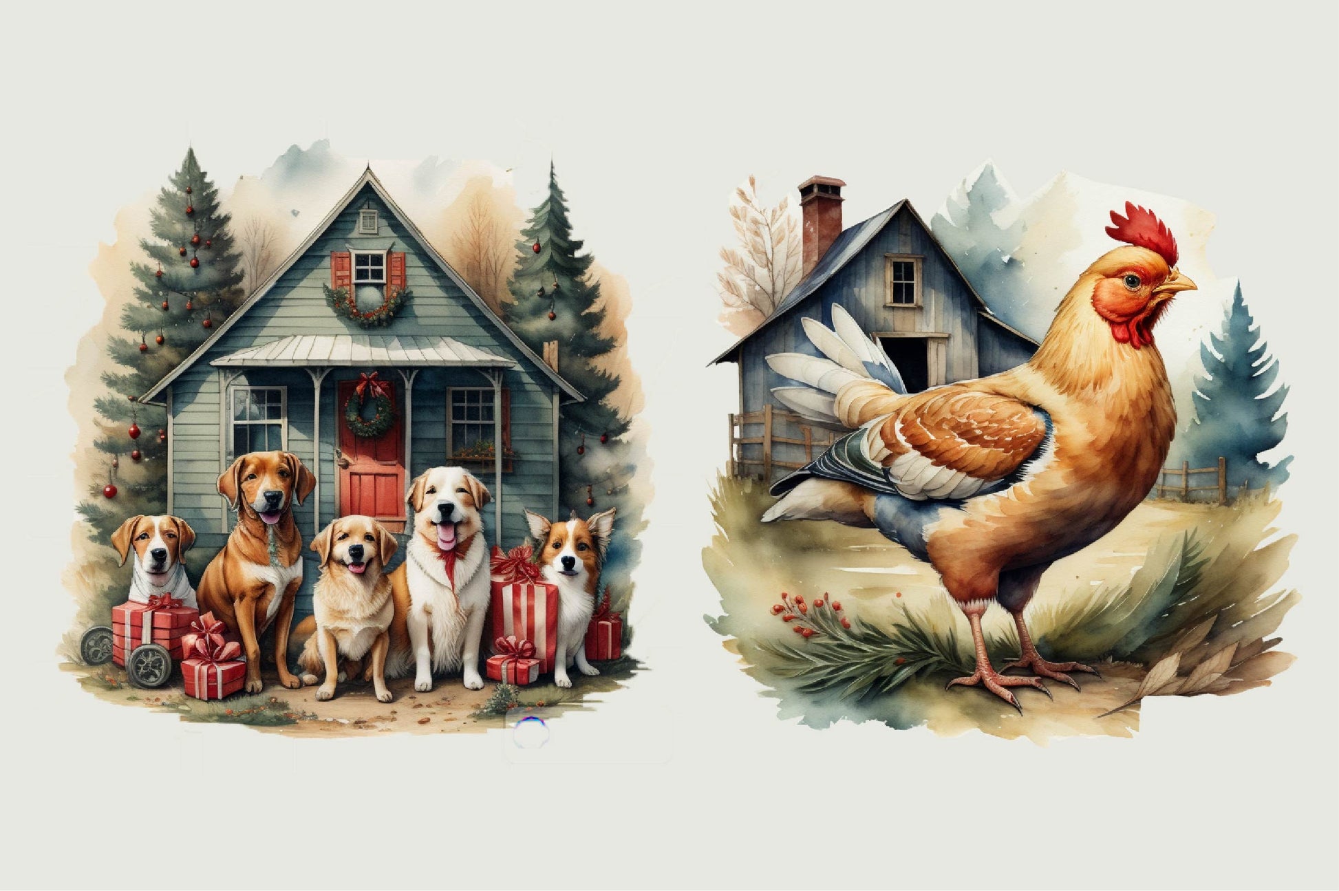 Vintage Farm Christmas Clipart Bundle - CraftNest - Digital Crafting and Art