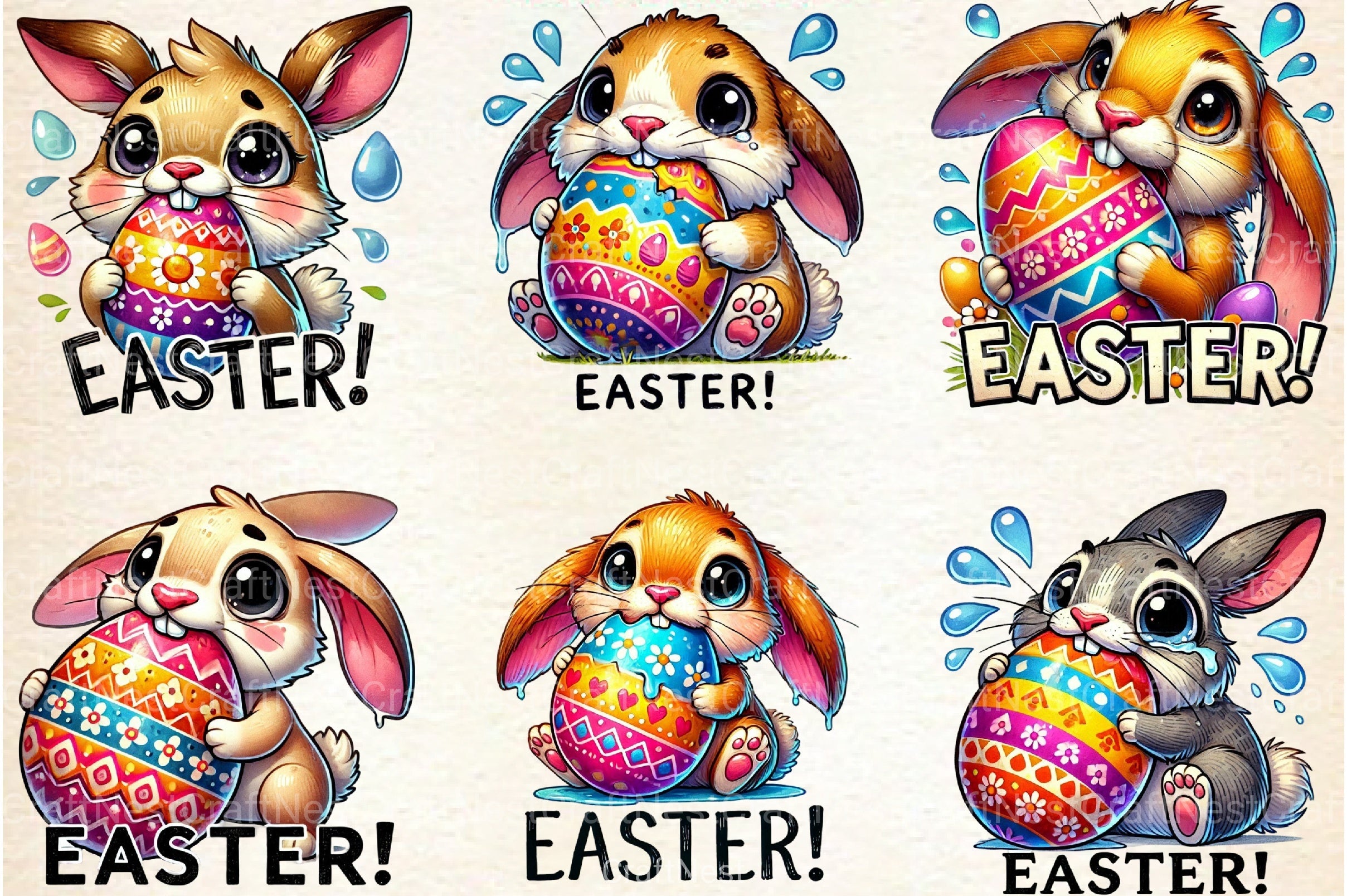 Easter Bunny Clipart Bundle 1 - CraftNest - Digital Crafting and Art
