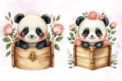 Panda In A Wooden Box Clipart Bundle - CraftNest - Digital Crafting and Art