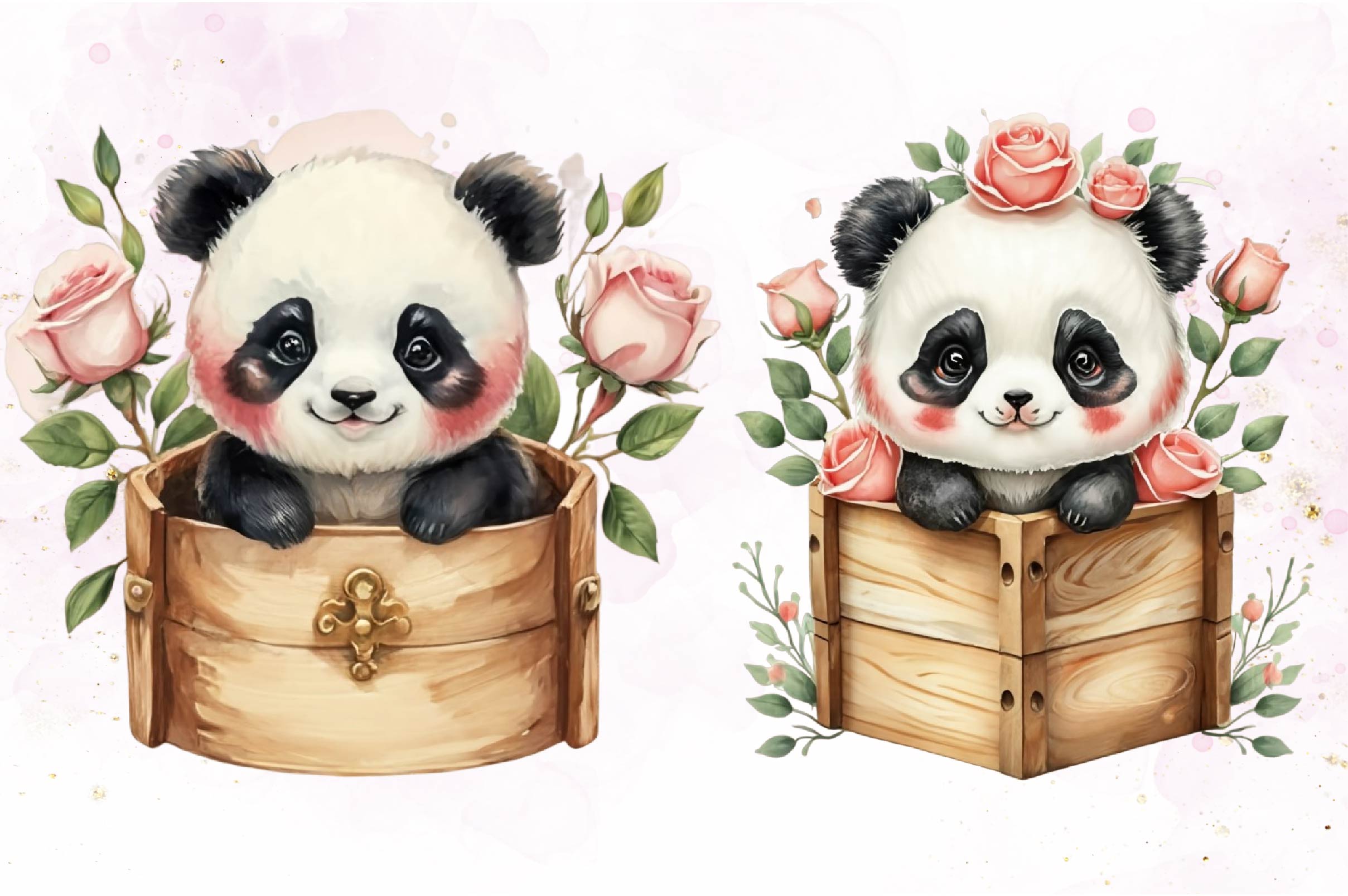 Panda In A Wooden Box Clipart Bundle - CraftNest - Digital Crafting and Art