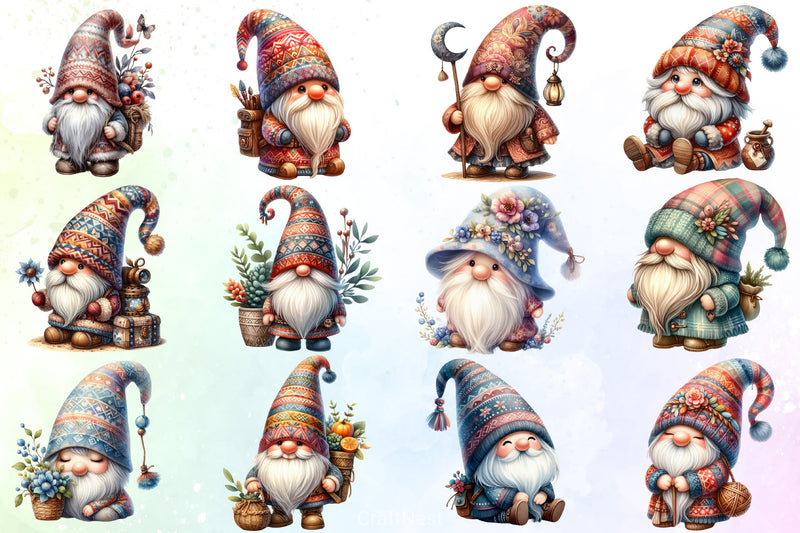 Boho Gnome Clipart Bundle - CraftNest - Digital Crafting and Art