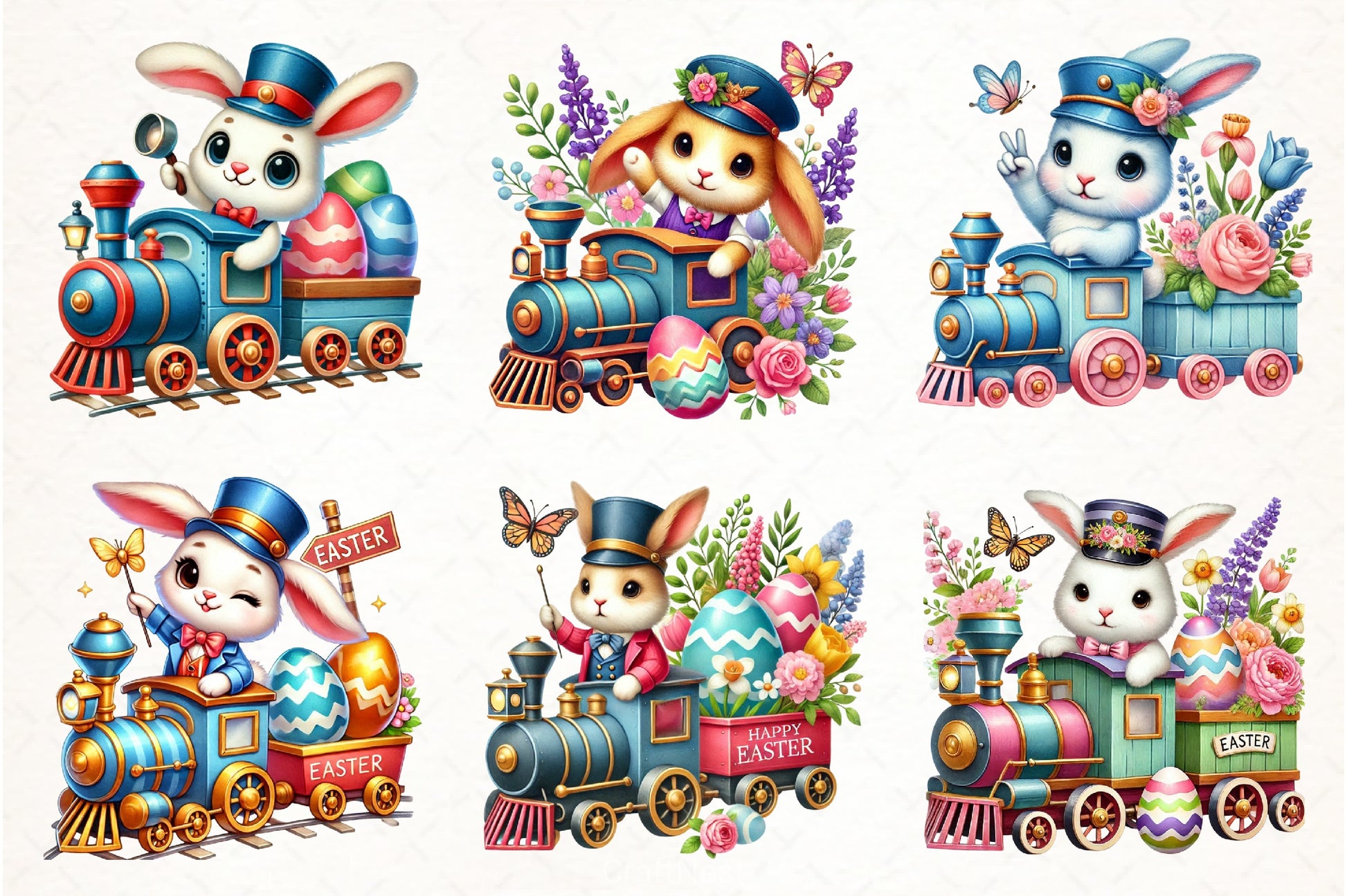 Easter Bunny Train Clipart Bundle - CraftNest - Digital Crafting and Art