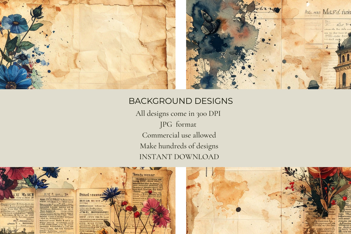 Ink Splashes Junk Journal Papers