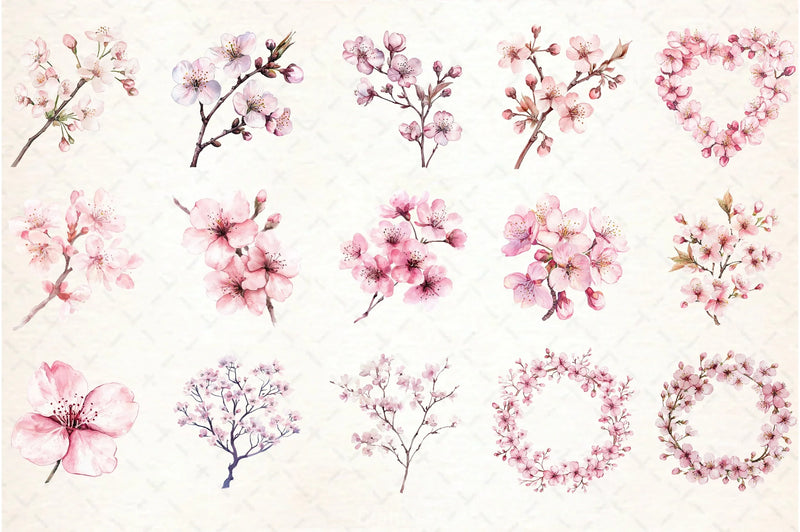 Cherry Blossom Clipart Bundle - CraftNest - Digital Crafting and Art