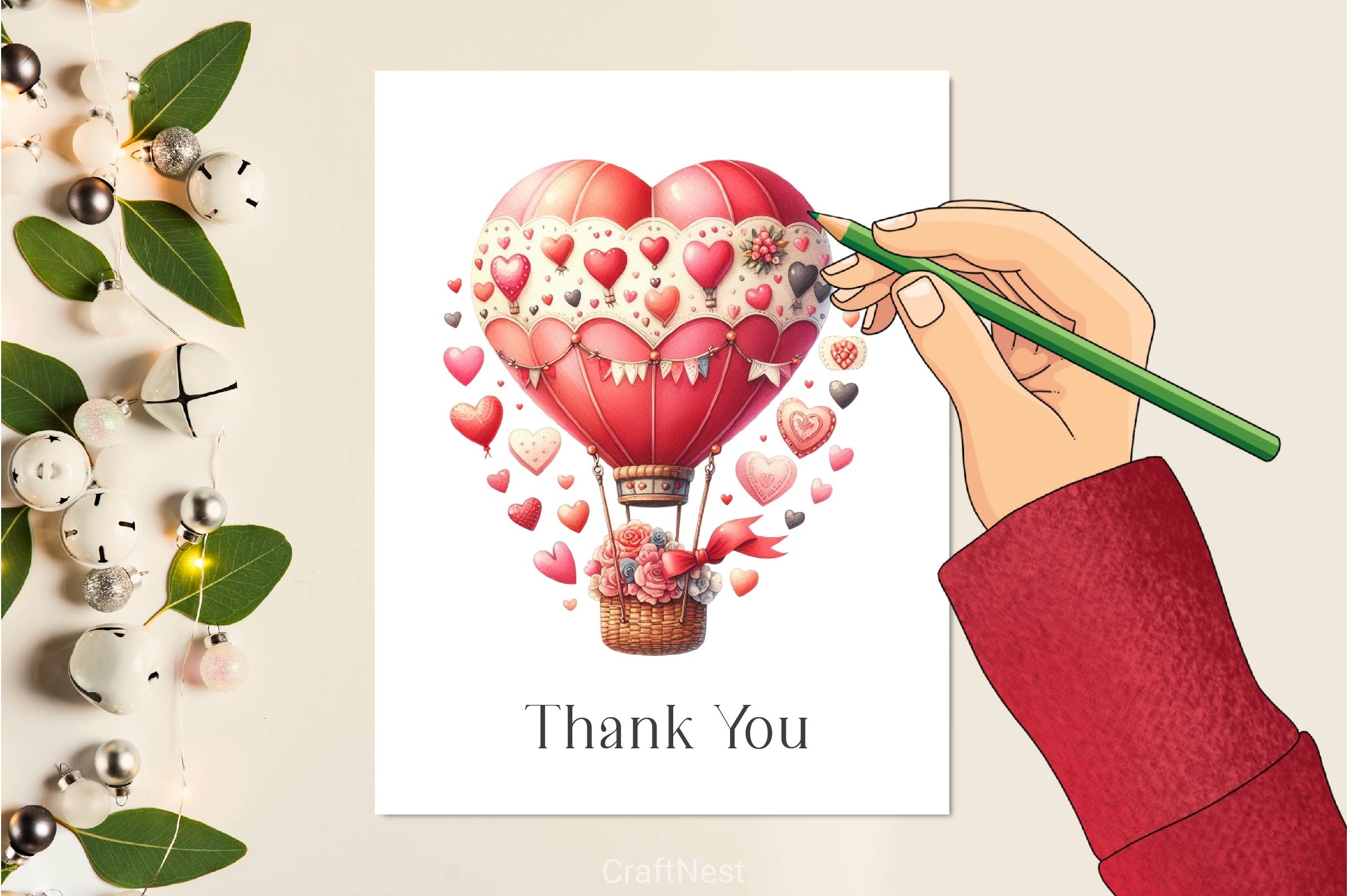 Valentine Hot Air Balloon Clipart Bundle - CraftNest - Digital Crafting and Art