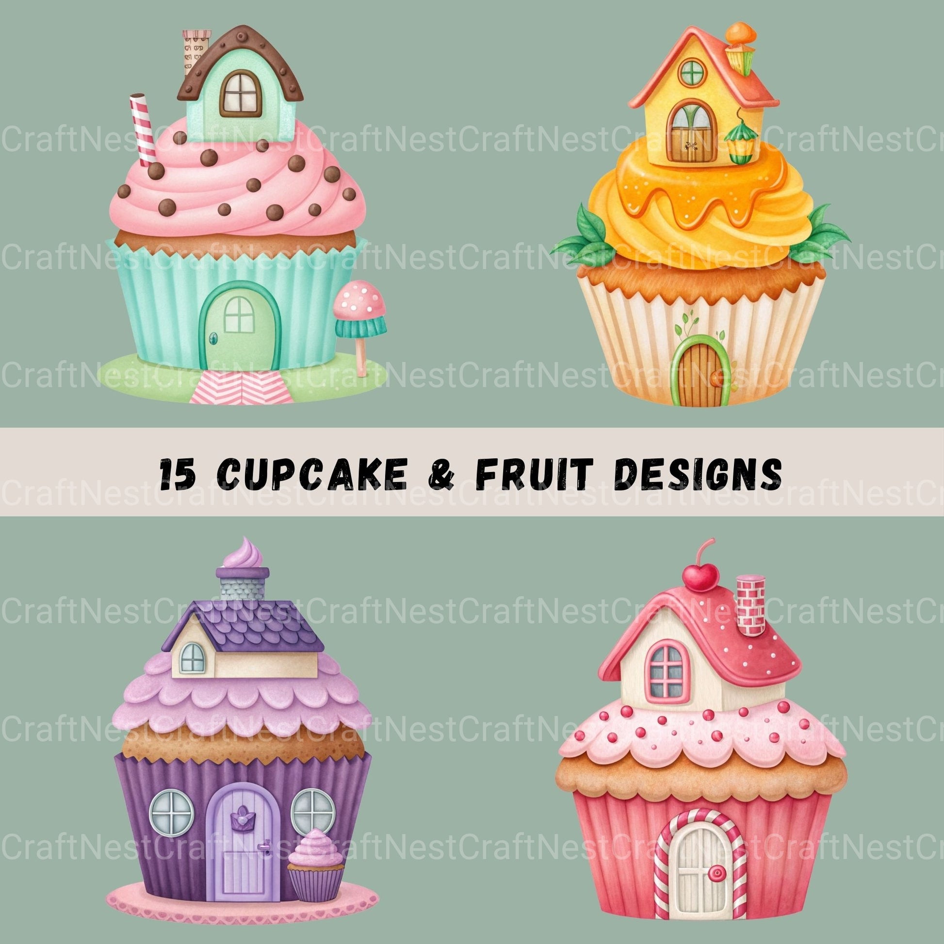 Cupcakes Fruit Clipart Bundle - CraftNest - Digital Crafting and Art