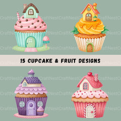 Cupcakes Fruit Clipart Bundle - CraftNest - Digital Crafting and Art