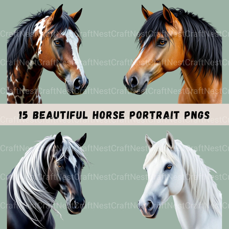 Horse Portraits Clipart Bundle - CraftNest - Digital Crafting and Art