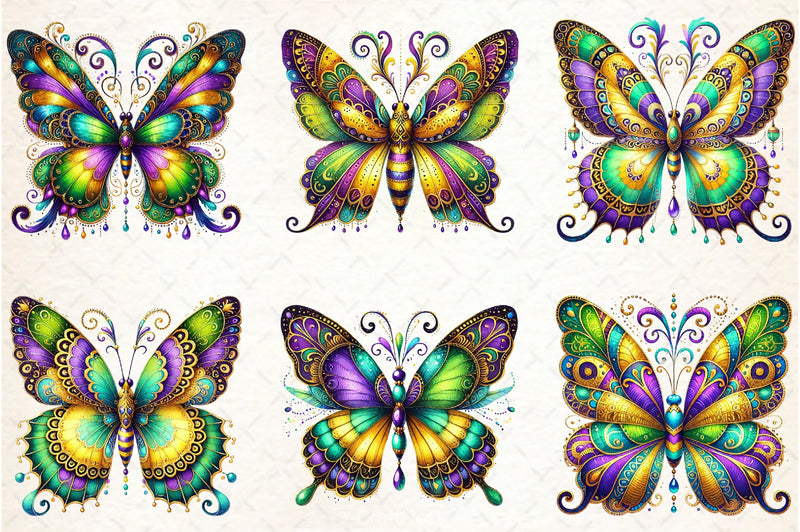 Mardi Gras Butterfly Clipart Bundle - CraftNest - Digital Crafting and Art