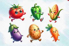 Cute Vegetables Clipart Bundle 3 - CraftNest - Digital Crafting and Art