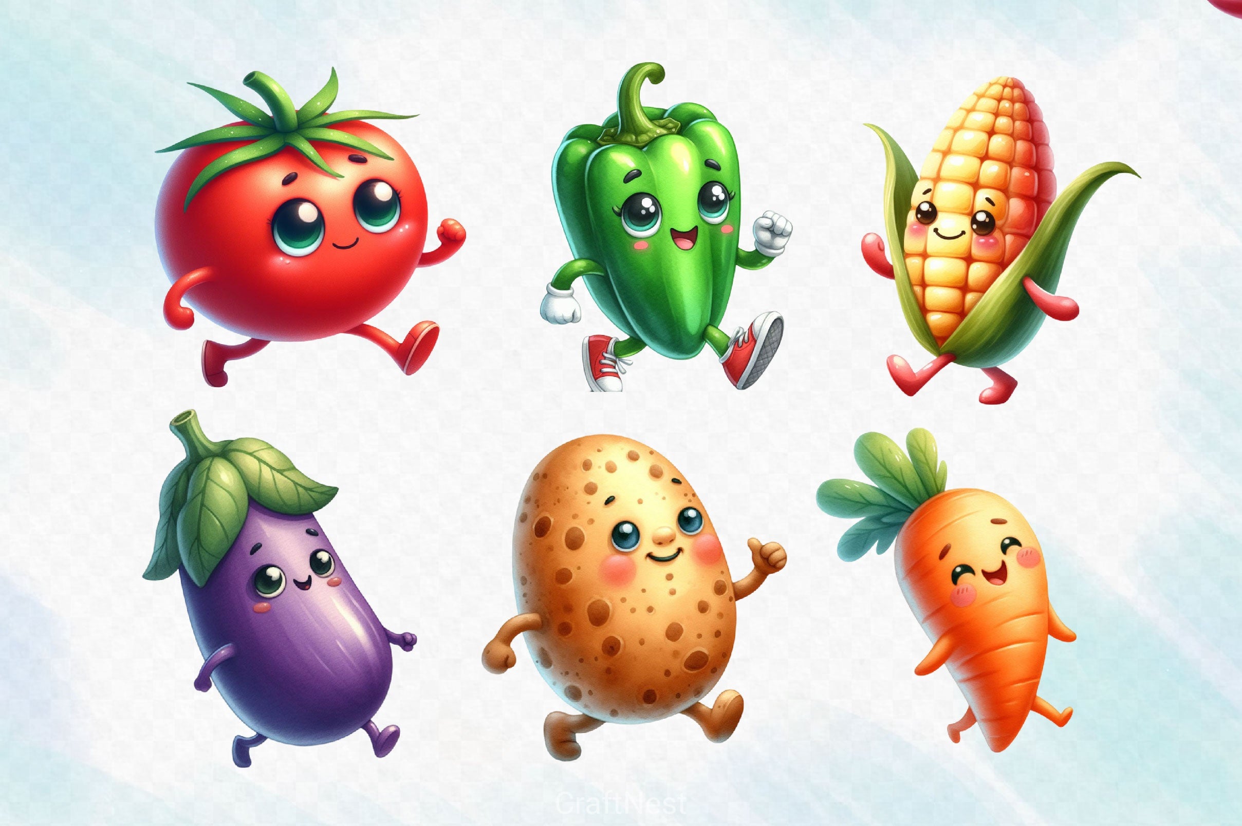 Cute Vegetables Clipart Bundle 3 - CraftNest - Digital Crafting and Art