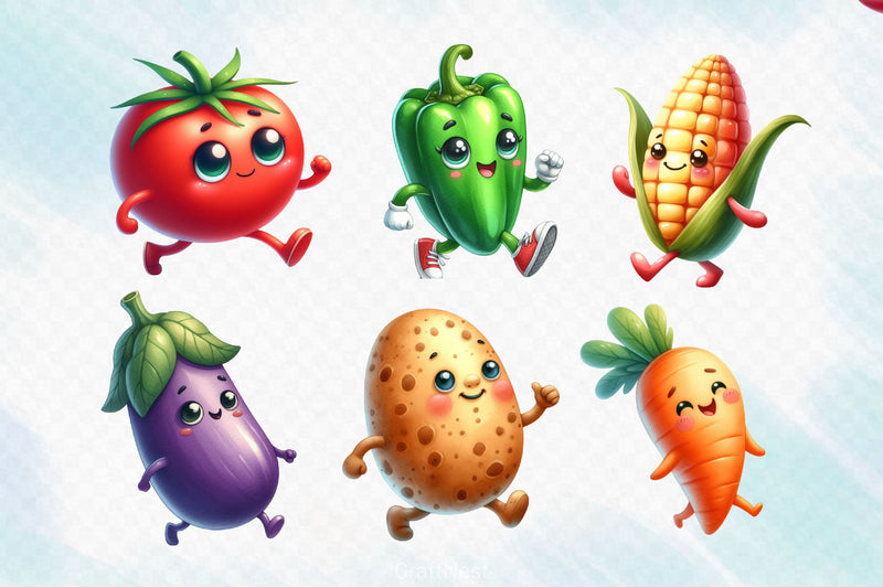Cute Vegetables Clipart Bundle 3 - CraftNest - Digital Crafting and Art