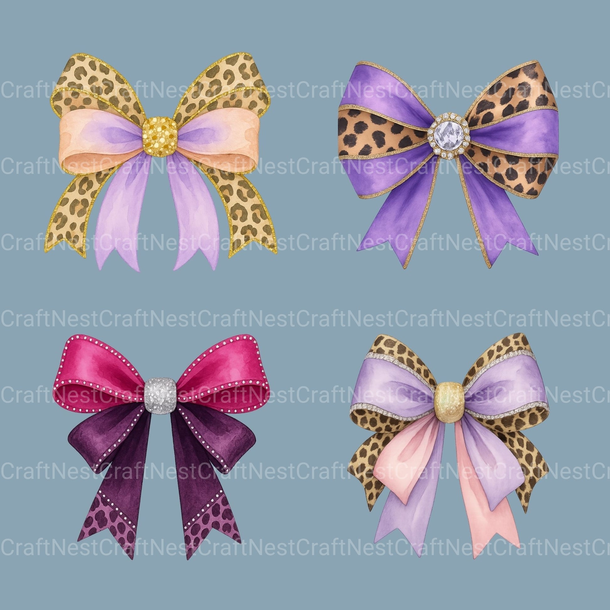 Coquette Cheetah Bows Clipart Bundle - CraftNest - Digital Crafting and Art