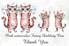 Pink Funny Dabbing Cats Clipart Bundle - CraftNest - Digital Crafting and Art