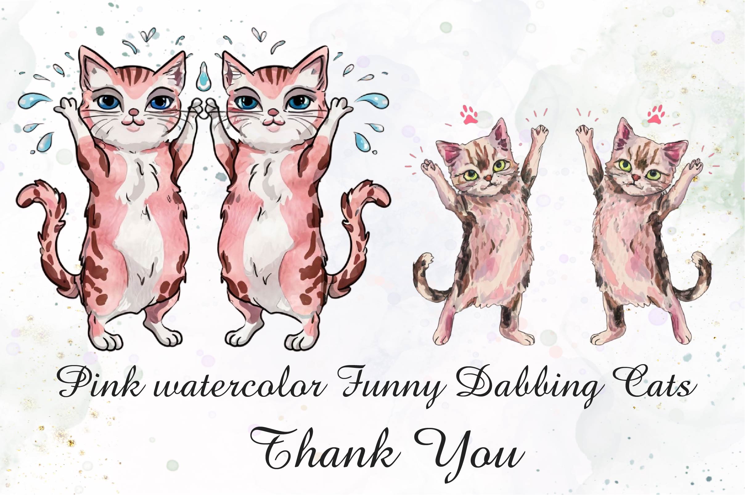 Pink Funny Dabbing Cats Clipart Bundle - CraftNest - Digital Crafting and Art