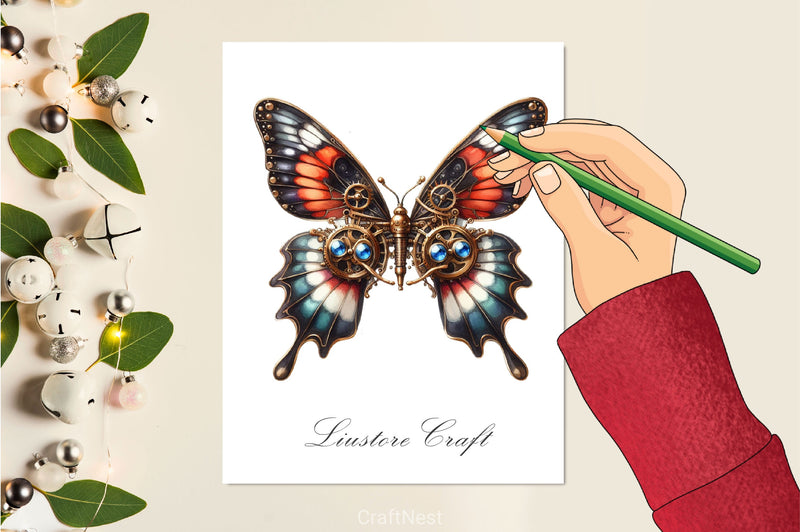 Steampunk Butterfly Clipart Bundle - CraftNest - Digital Crafting and Art