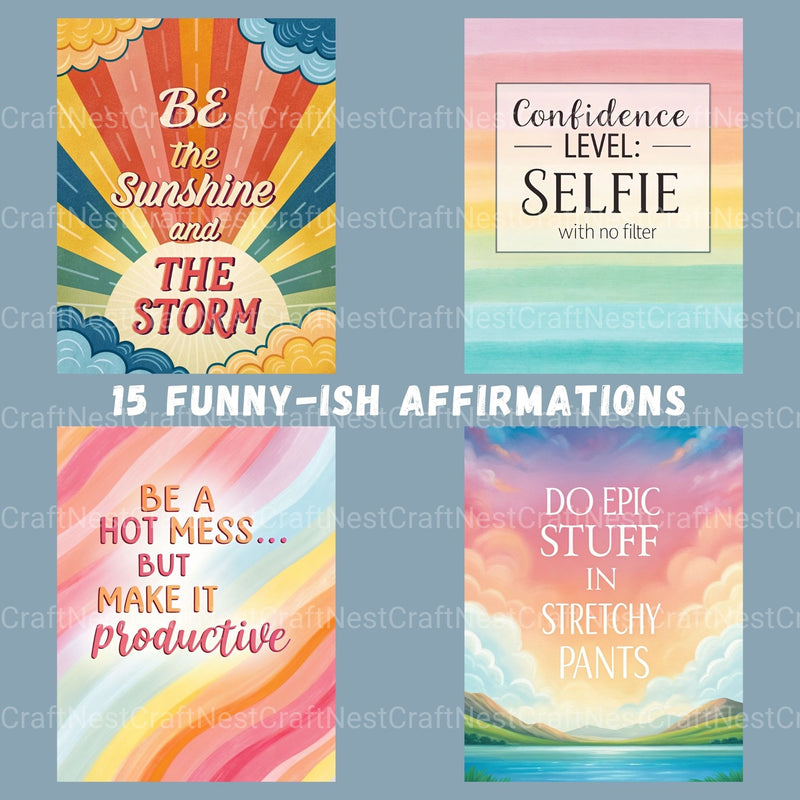 Positive Affirmations Clipart Bundle - CraftNest - Digital Crafting and Art