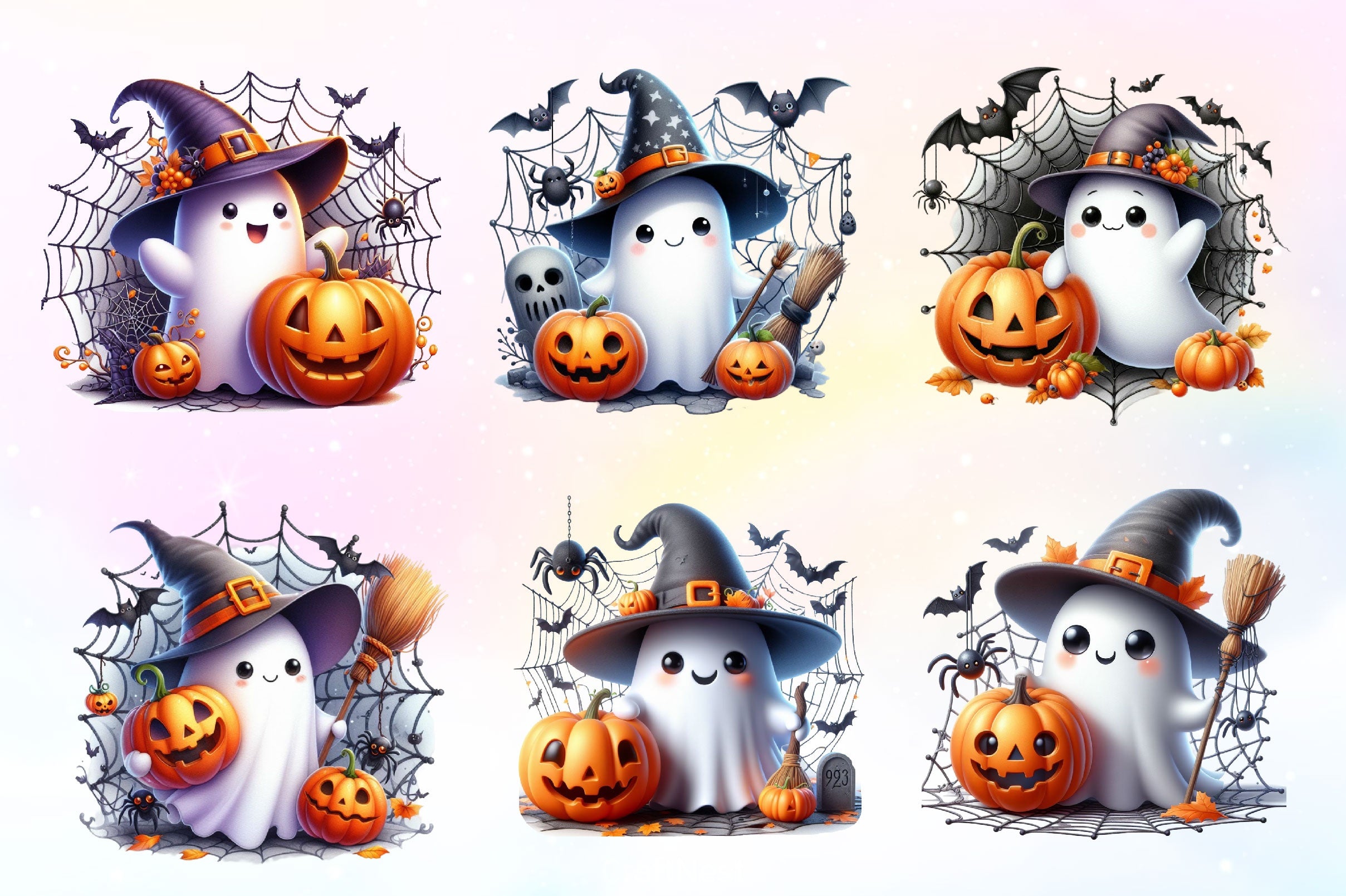 Halloween Cute Ghost Clipart Bundle 3 - CraftNest - Digital Crafting and Art