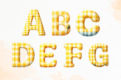 Yellow Gingham Alphabet Clipart Bundle - CraftNest - Digital Crafting and Art
