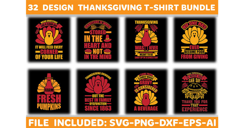 Thanksgiving T-Shirt Bundle - CraftNest - Digital Crafting and Art
