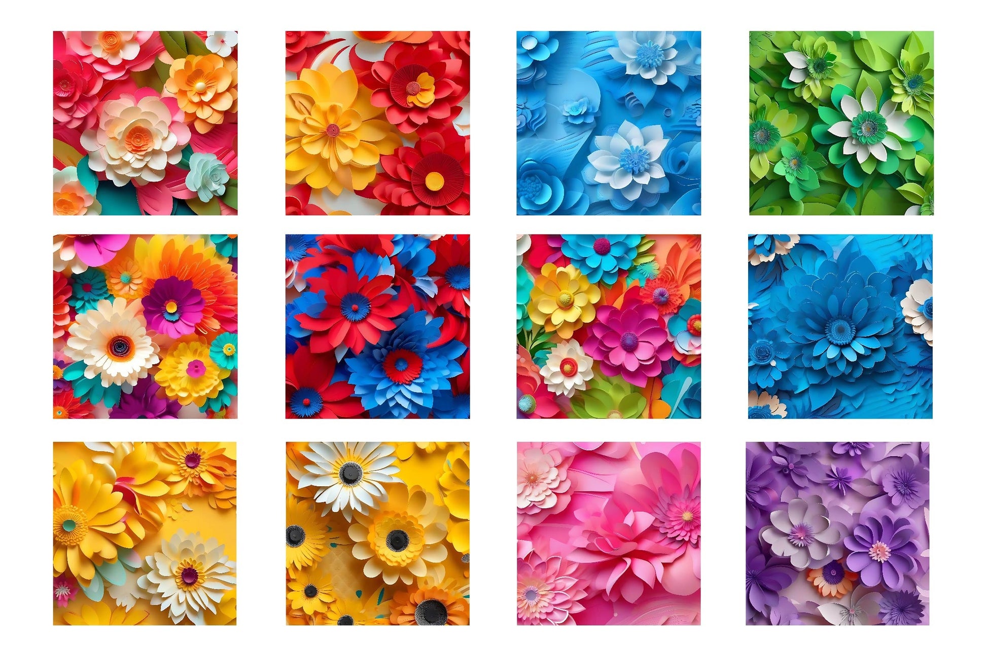 3D Flowers Digital Papers 3 - CraftNest - Digital Crafting and Art