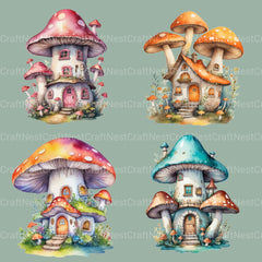 Mushroom Houses Clipart Bundle - CraftNest - Digital Crafting and Art