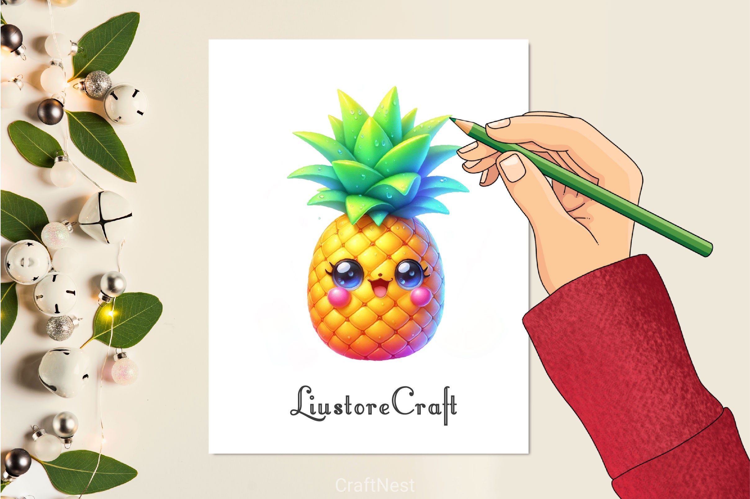 Summer Kawaii Pineapple Clipart Bundle 2 - CraftNest - Digital Crafting and Art